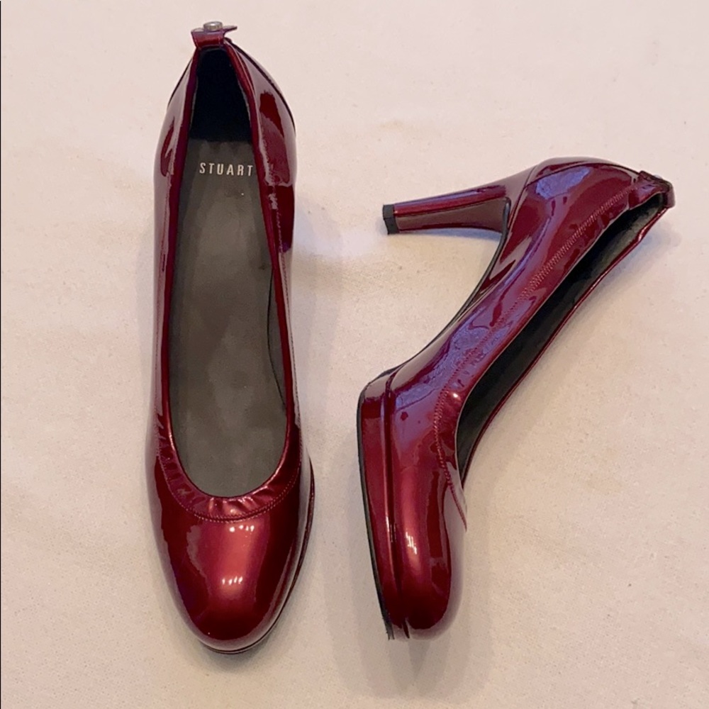 Stuart Weitzman Red Patent Leather Platform Heels